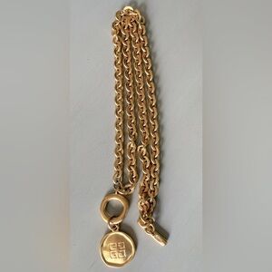 Vintage Givenchy Runway Couture matte Gold Toggle Necklace